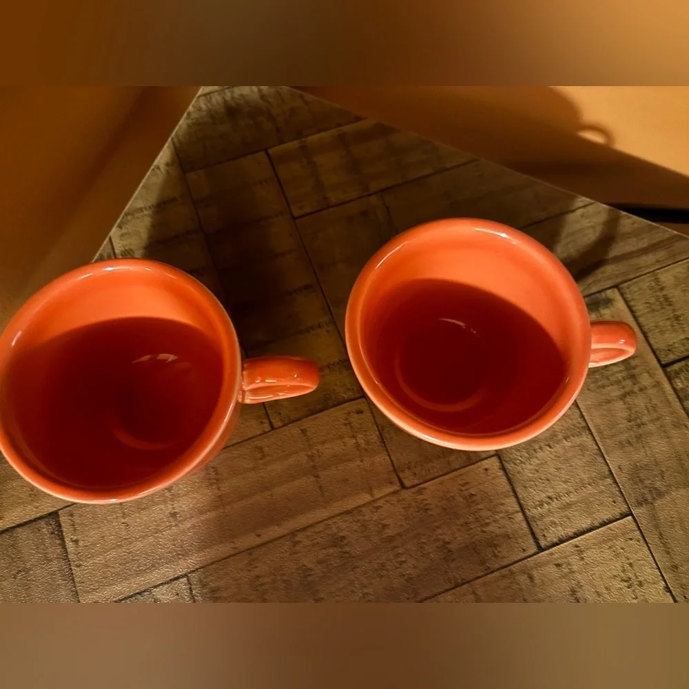 Fiesta Ware by‎ Homer Laughlin Persimmon Set of 2 Tea Coffee Cups 8 oz. Pottery